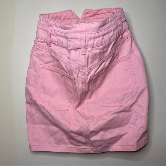 Pink Notched Denim Mini Skirt - Picture 11 of 11